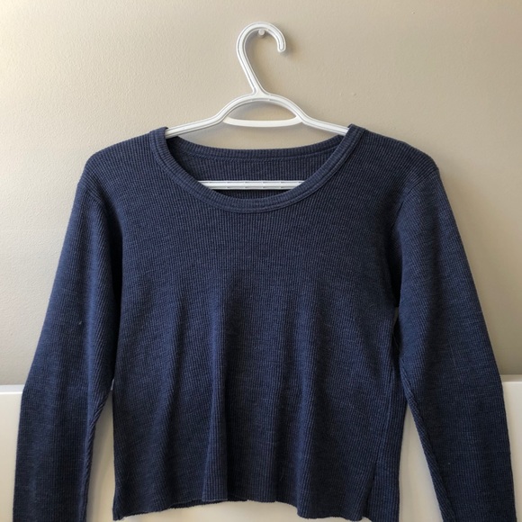 Navy Ribbed Long-Sleeve - Picture 2 of 4